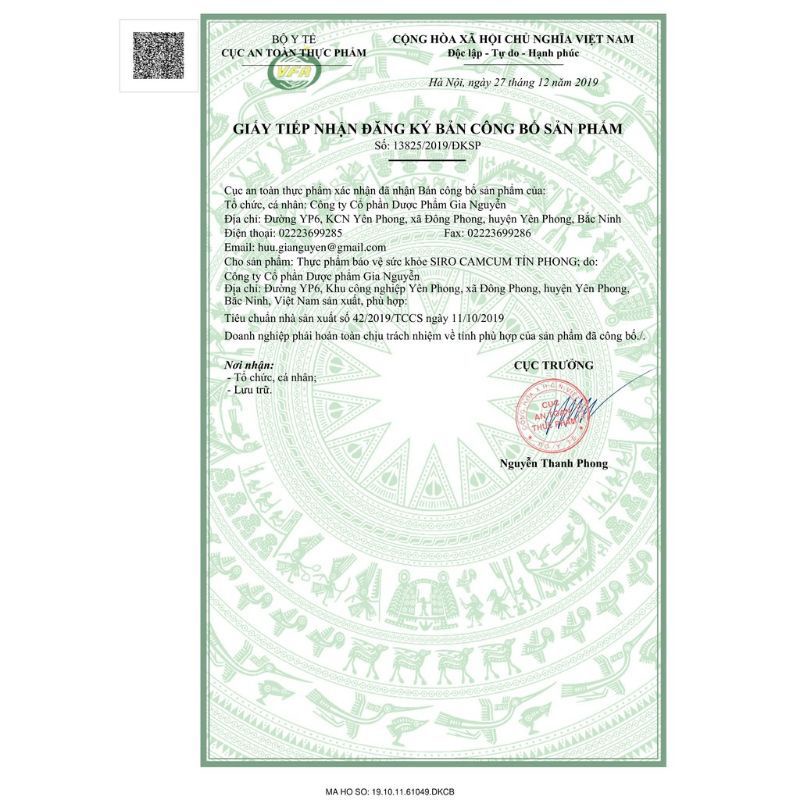 SIRO CẢM CÚM TÍN PHONG ( HO CẢM )