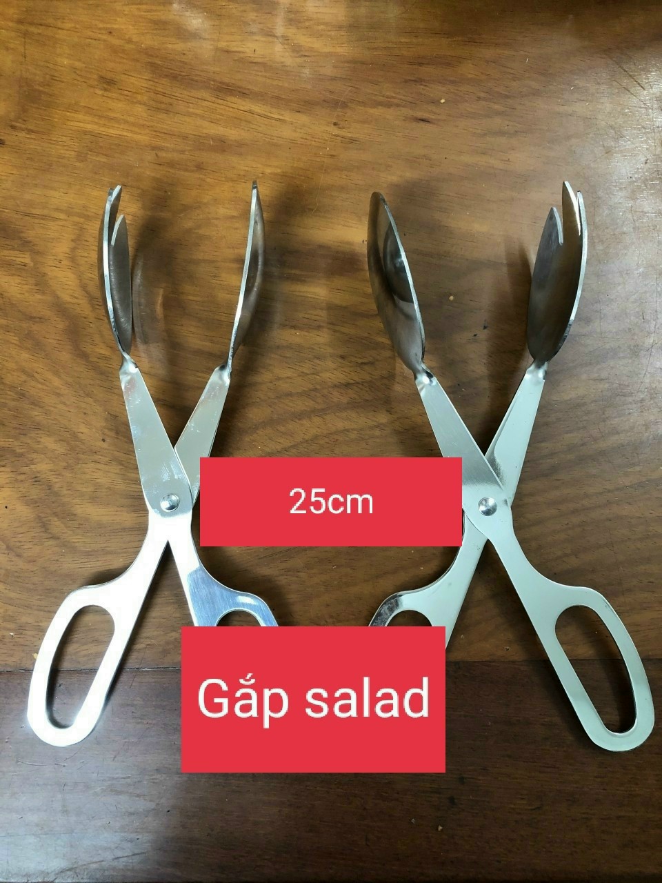 Kẹp gắp thức ăn Salad Inox hình kéo đầu gắp hình muỗng nĩa Kẹp inox gắp thức ăn hình kéo Kẹp gắp Buffet