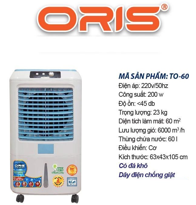 [HCM][Trả góp 0%]Máy làm mát không khí ORIS TO-60