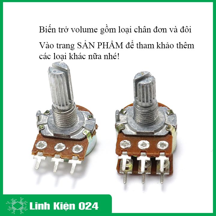 Chiết áp đơn 50K, biến trở volume B50K 3 chân