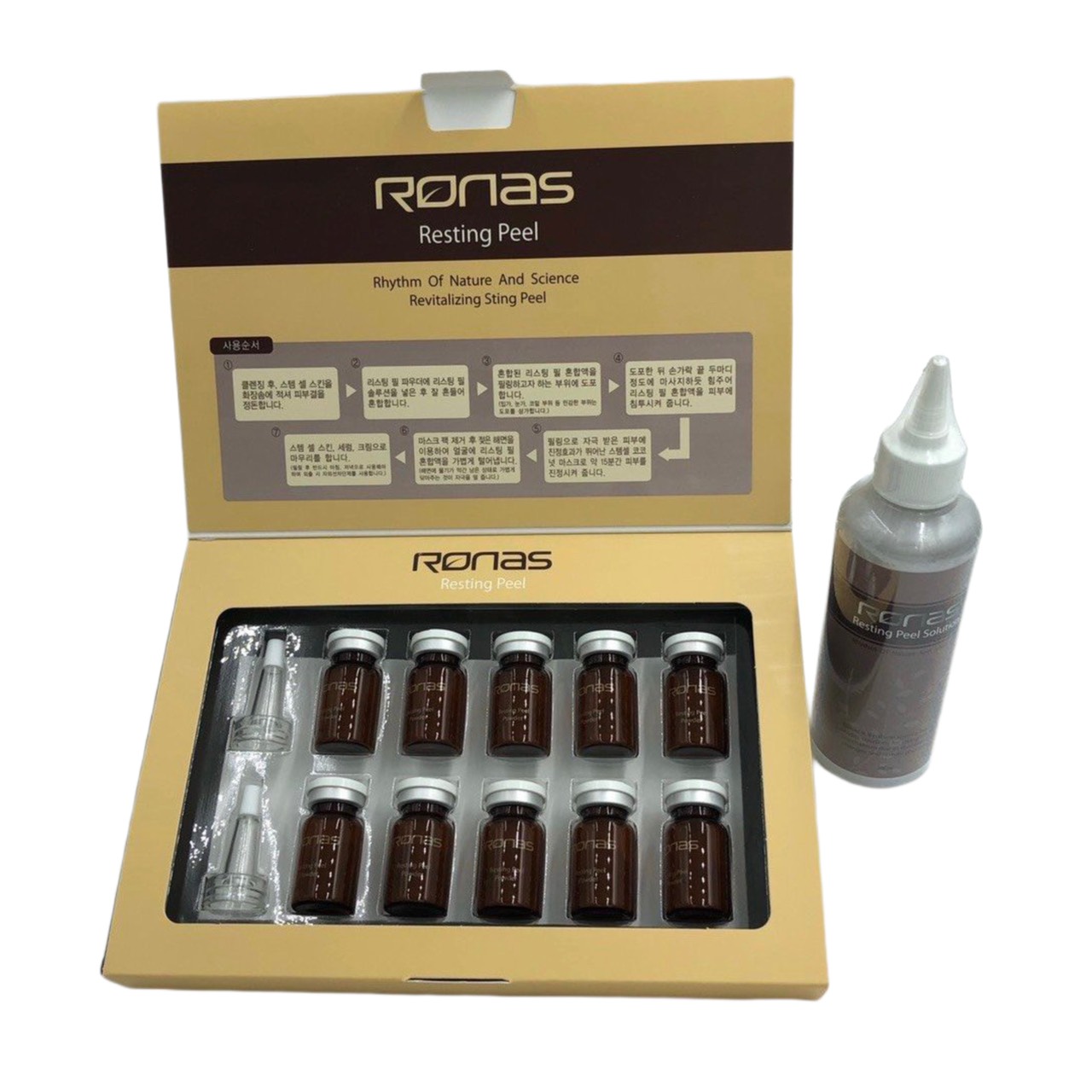 Tảo Peel Tái Tạo Da Ronas Resting Peel Solution ( set 1 lọ tảo + 20ml hoạt chất)