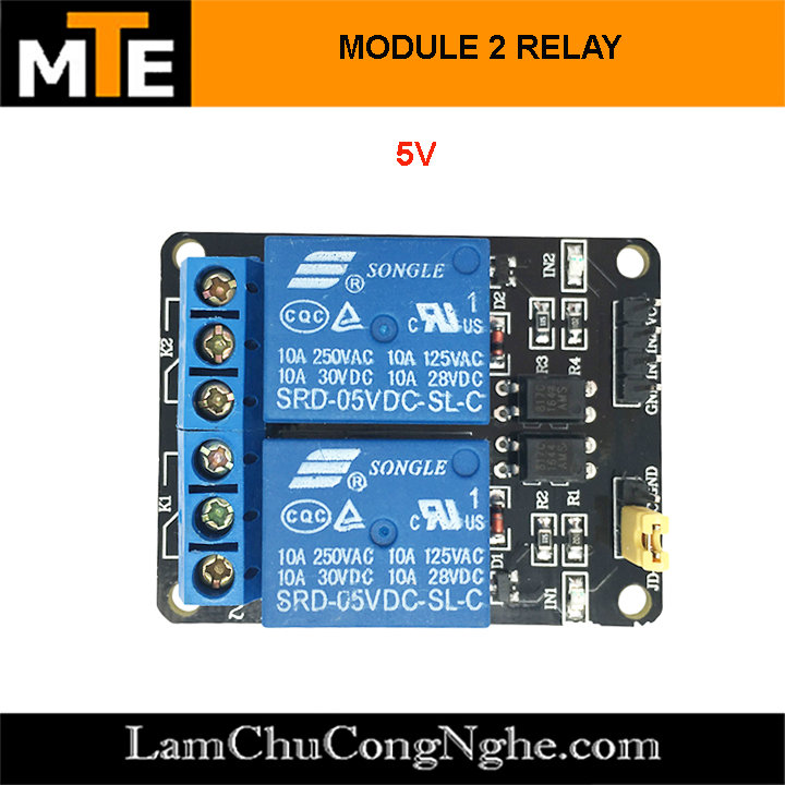 "Module relay 5V, 12V đóng cắt thiết bị điện 10A