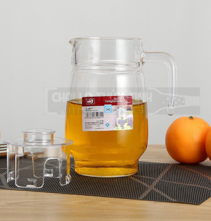 Bình thủy tinh đựng nước 1300ml dáng eo , tròn