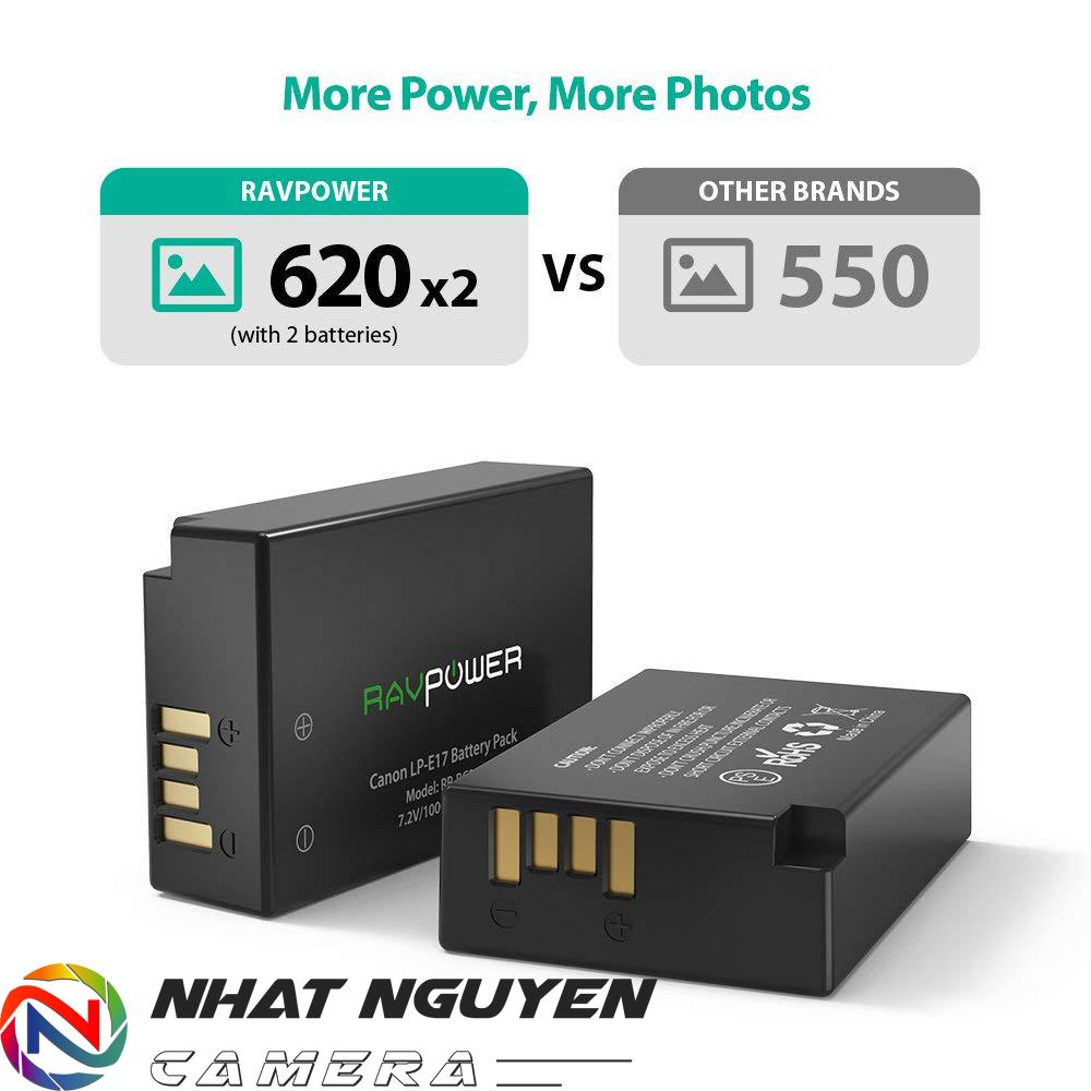 [HCM]Bộ 2 pin và sạc đôi RAVPower LP-E17 cho Canon