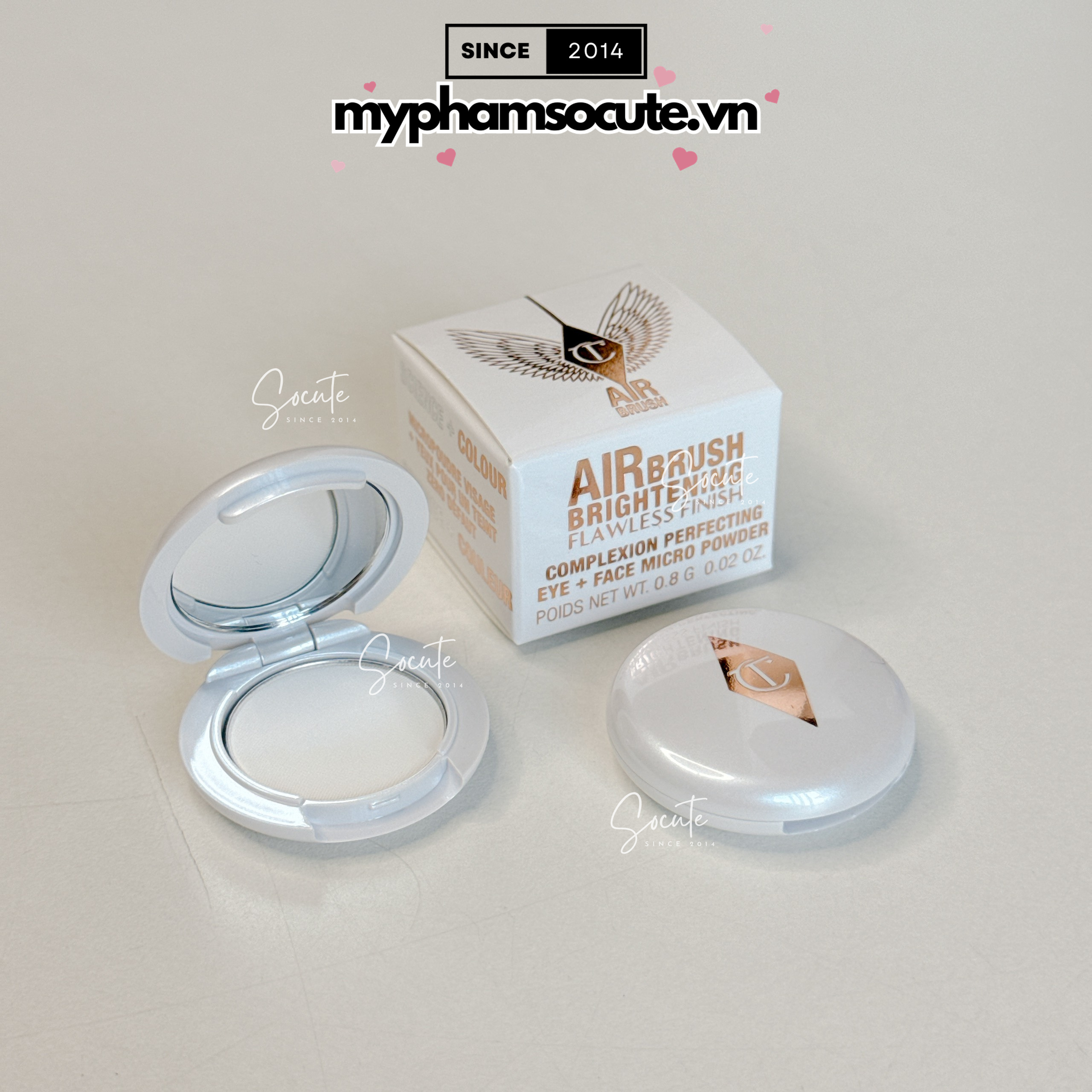 Phấn phủ Charlotte Tilbury Airbrush Flawless Finish Tone 1 Light Tone 2 Medium Minisize 0.8gr