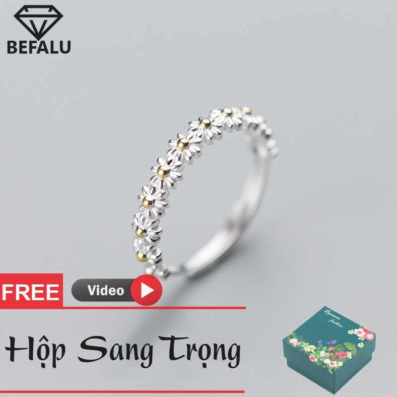 Nhẫn Nữ Bạc 925 Bông Hoa Phong Cách Hàn Quốc N14 Freesize- BEFALU