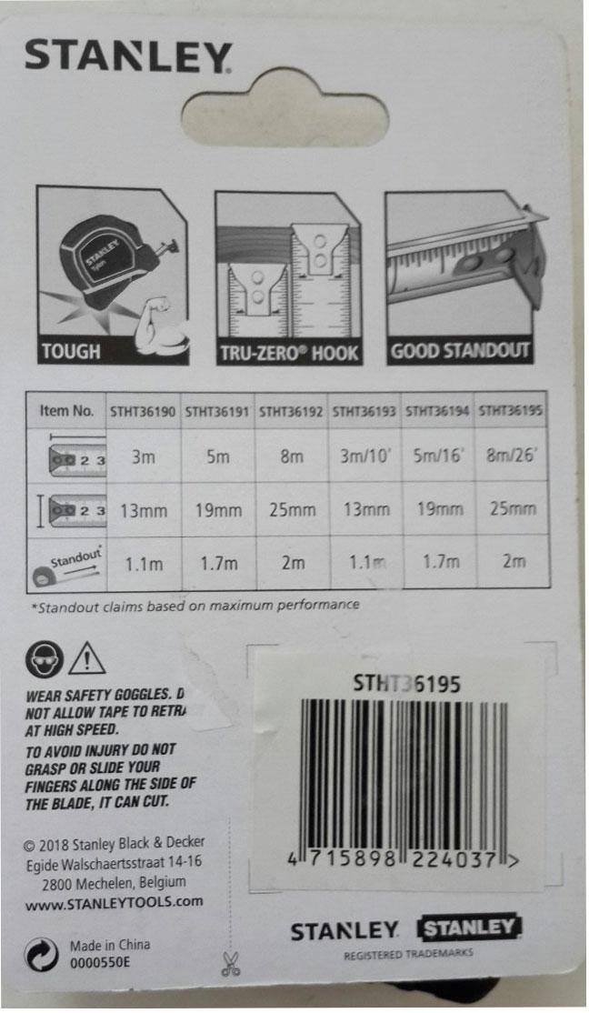 8mx25mm Thước cuộn thép Stanley STHT36195