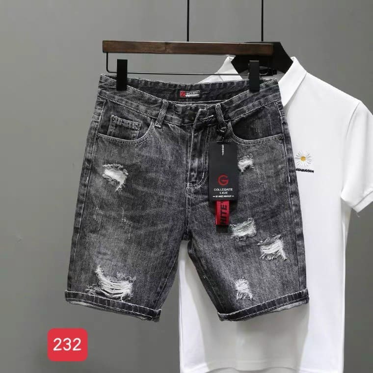 Quần short jean nam rách cào xước màu xám kiểu dáng đẹp, chất liệu jean mềm cao cấp,dày dặn,co giãn tốt,chuẩn men siêu rẻ và đẹp (size 28-34) Menshopps T60