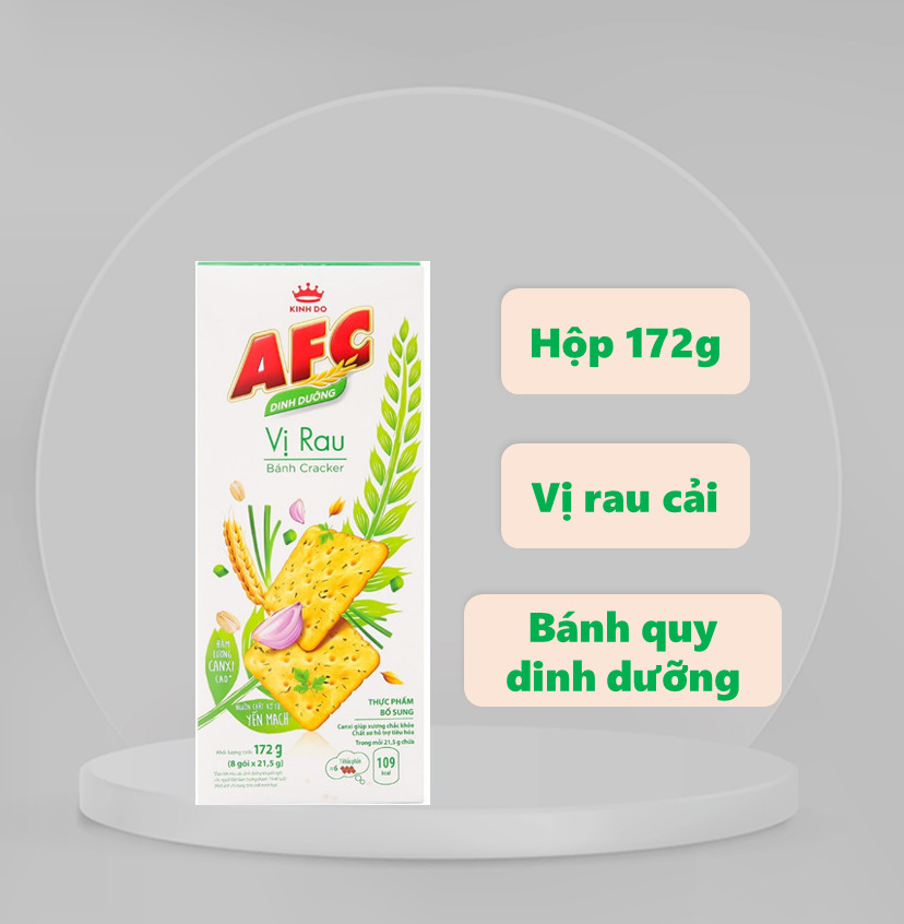 [000] [Hộp 172g] Bánh AFC dinh dưỡng vị rau cải (8 gói x 21.5g)