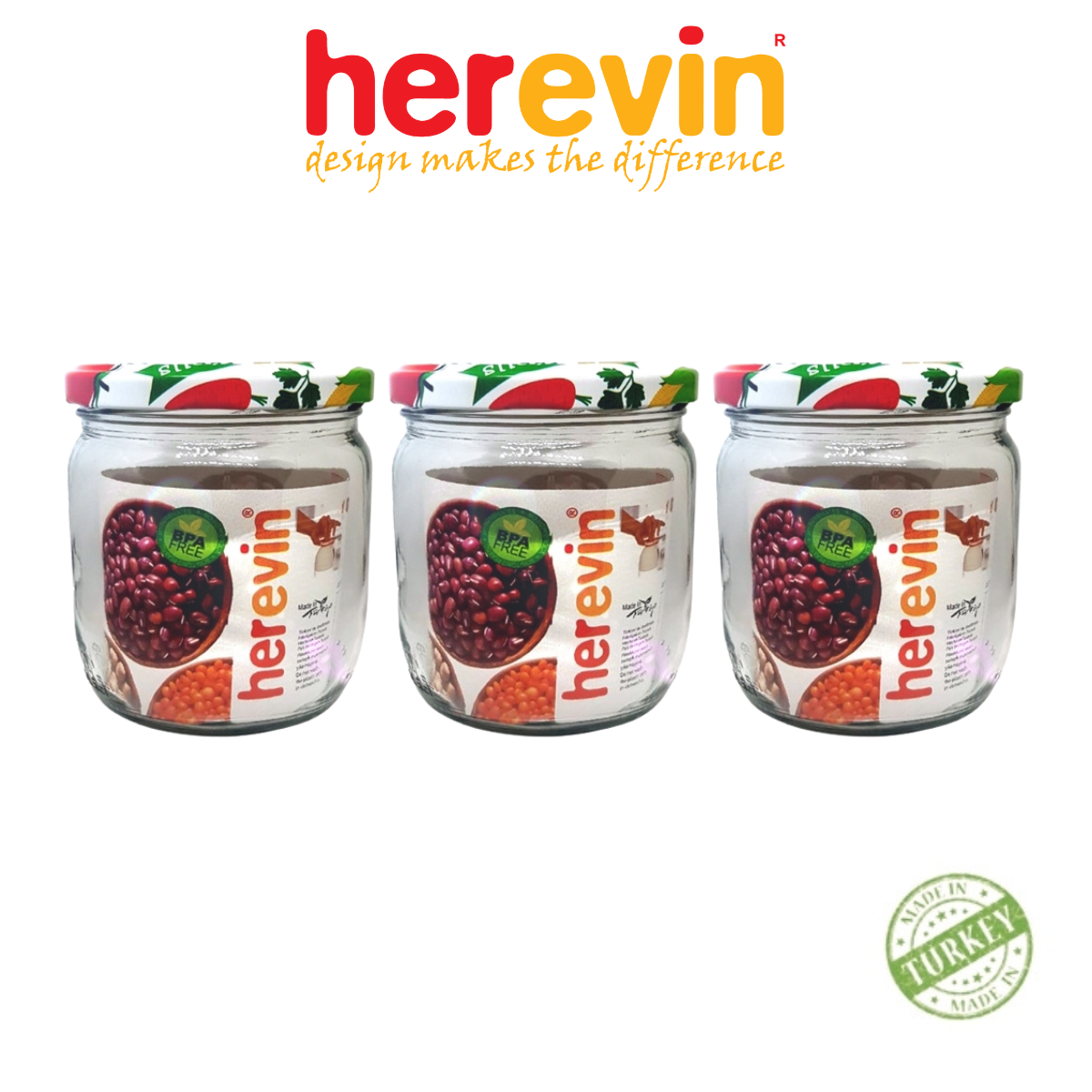 Hũ Thủy Tinh Thổ Herevin Nắp Thiếc
