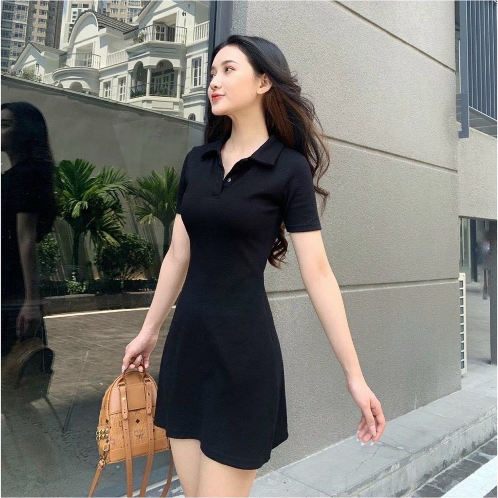 Đầm polo chữ A, váy polo chất thun mát mịn thời trang Hàn Quốc hot trend