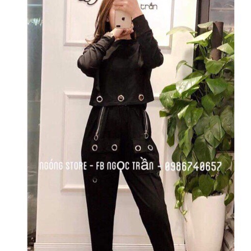 [CÓ BÁN LẺ ÁO VÀ QUẦN] Set bộ nữ croptop uze kèm quần jogger túi hộp cực chất cá tính