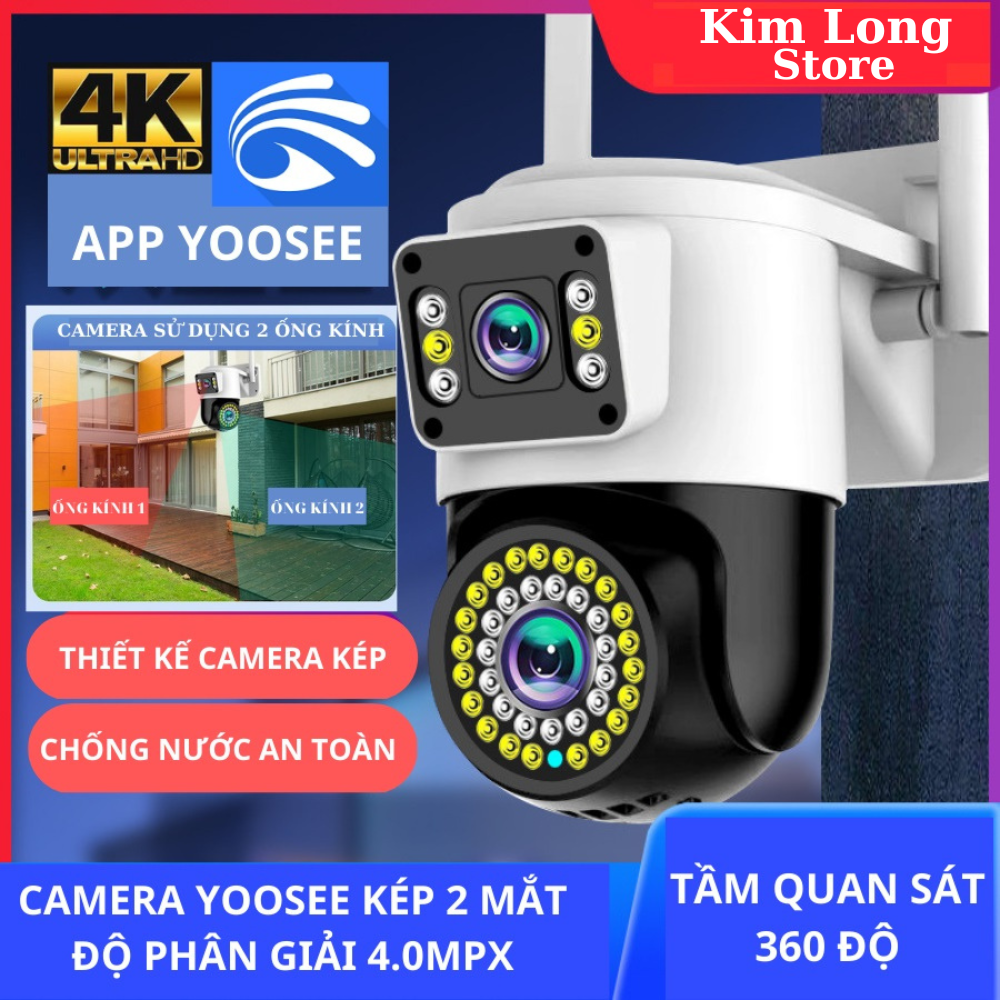 Camera yoosee wifi 2 mắt giám sát ngoài trời không dây ip66 thông minh chống nước an toàn ai - fhd 4.0mpx siêu nét- bảo hành 12 tháng