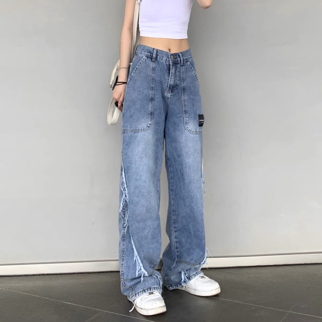 Quần jeans nữ dáng thung quần jeans cạp cao phong cách Ulzzang_j26