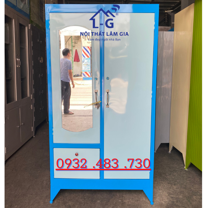 Tủ sắt treo quần áo kích thước 1m6x90 , hcm