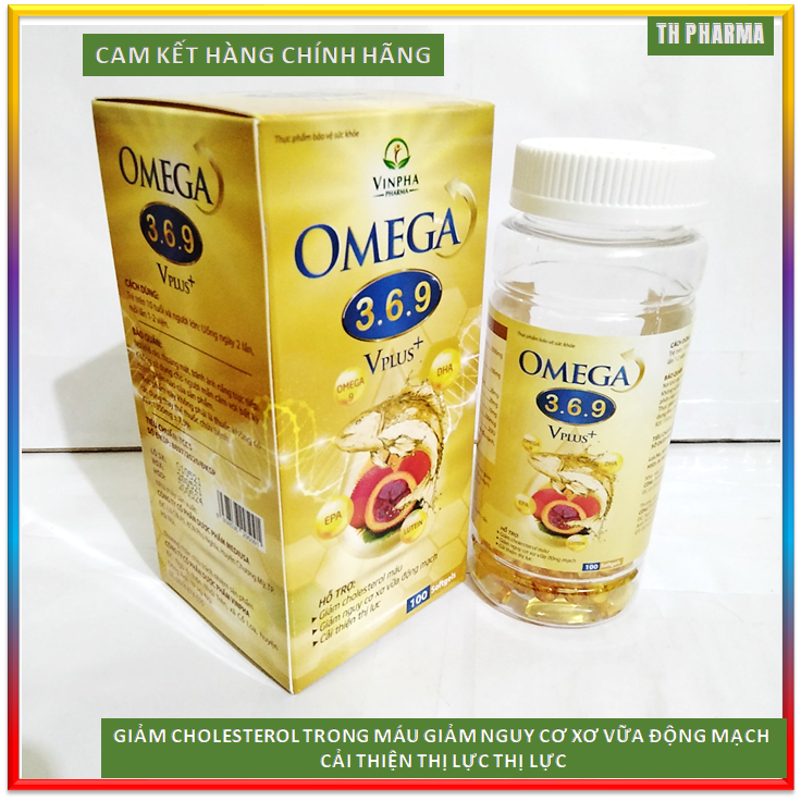 Viên dầu cá omega 3 6 9 vplus bổ não, sáng mắt, khỏe mạnh tim mạch - hộp 100 viên