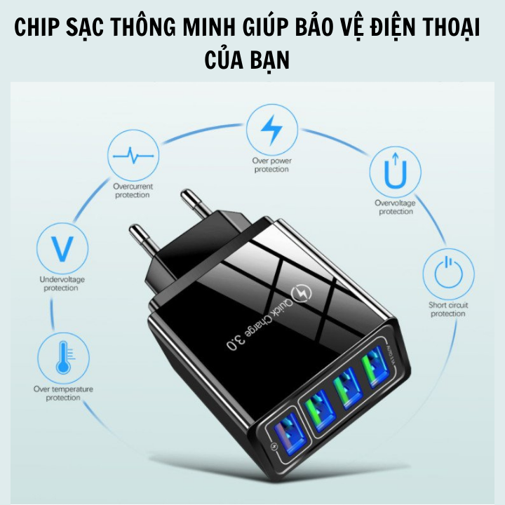 Củ Sạc Nhanh Quick Charge 3.0 20W Hỗ Trợ Mọi Dòng Điện Thoại Chip Sạc Thông Minh Không Hại Máy Chống Nước IPX7, Củ Sạc Iphone, Củ Sạc Nhanh Củ Sạc Điện Thoại