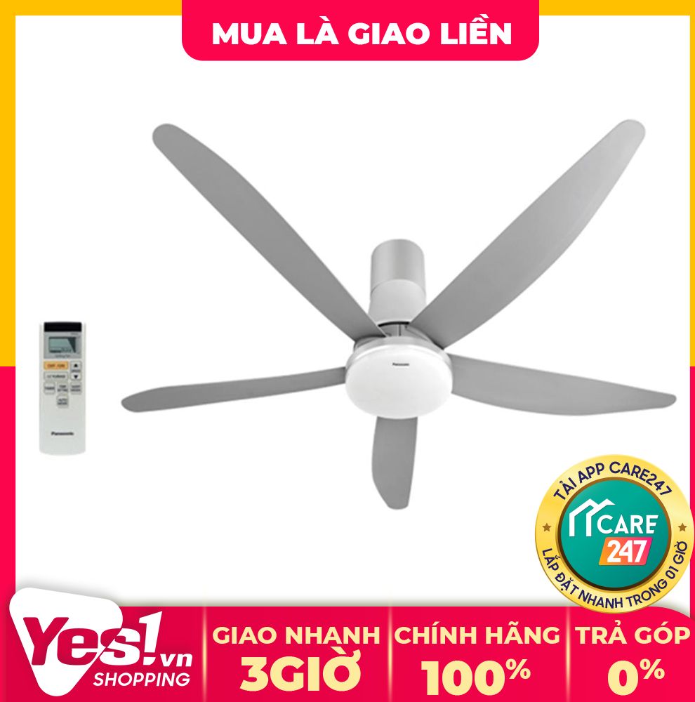 Quạt trần 5 cánh panasonic f-60ufn - bảo hành chính hãng - voucher 10% tối đa 400k