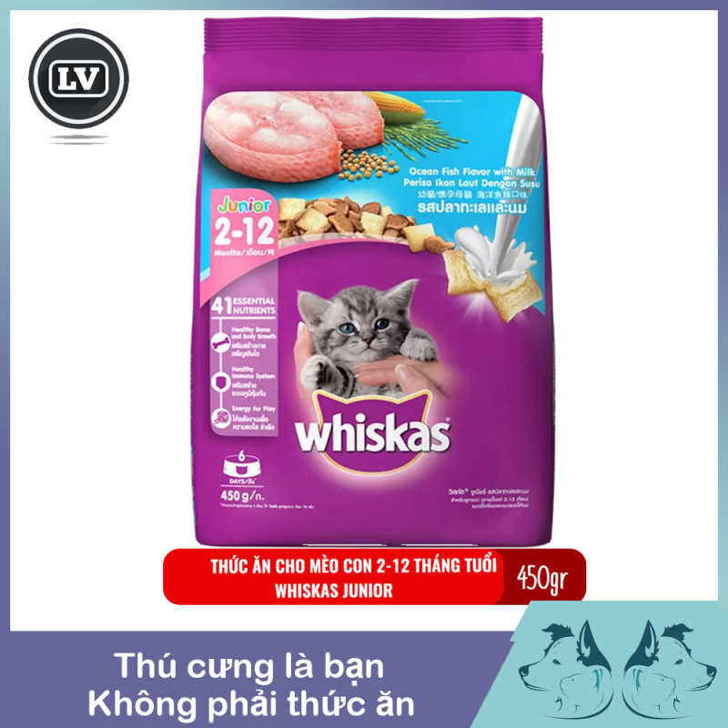 Thức ăn cho mèo con từ 2-12 tháng tuổi Whiskas Junior 450g