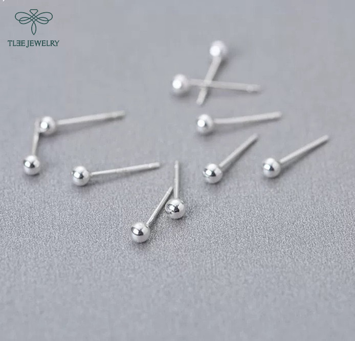 Khuyên tai bạc unisex TLEE bi minidot basic cá tính TleeJewelry B0207