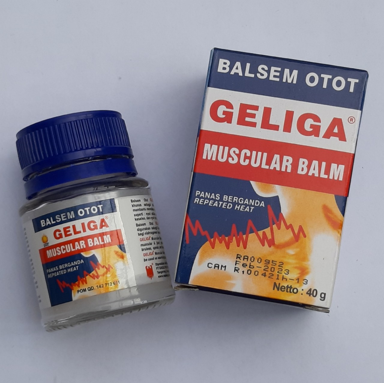 Dầu cù là dầu nóng như lửa xoa bóp Geliga muscular balm Indonesia 40g Giảm đau cơ bắp, đau nhức bắp thịt, đau khớp, bong gân, đau lưng, vết bầm tím