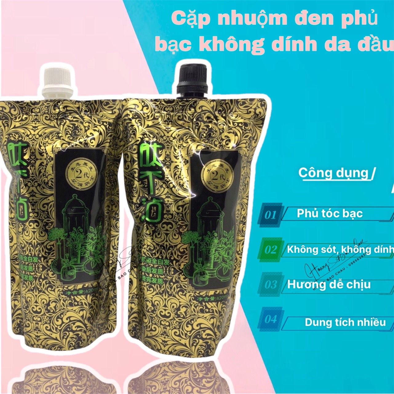 Nhuộm đen HD không dính da đầu 420mlx2