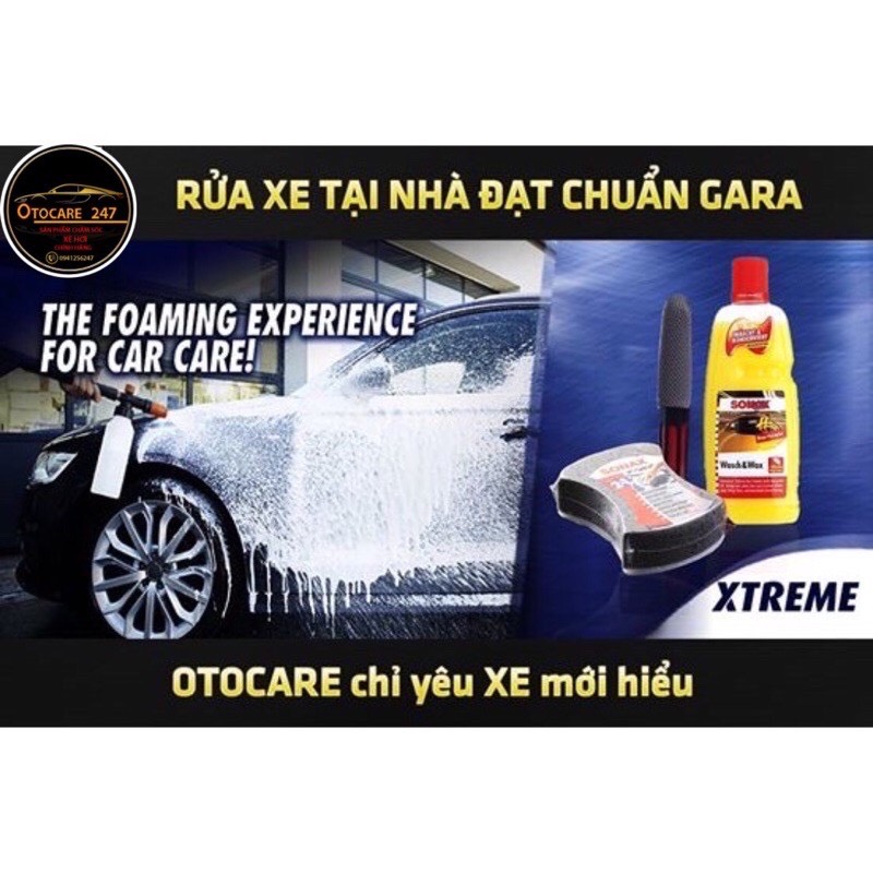 [TẶNG KHĂN LAU XE] NƯỚC RỬA XE SIÊU BÓNG SONAX WASH & WAX 1000ML (VÀNG)