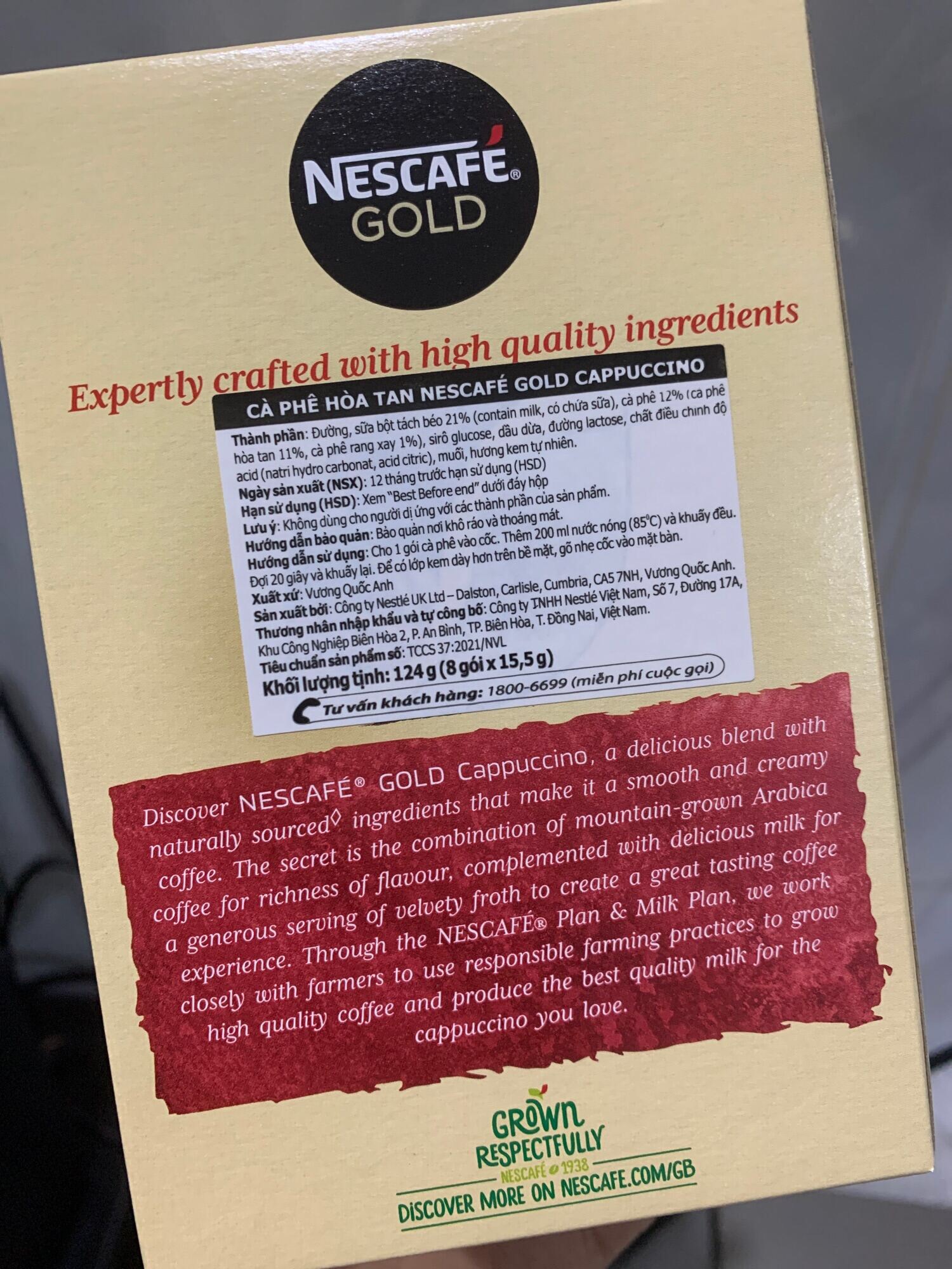 CAPPUCCINO NESCAFE GOLD ( hộp 1