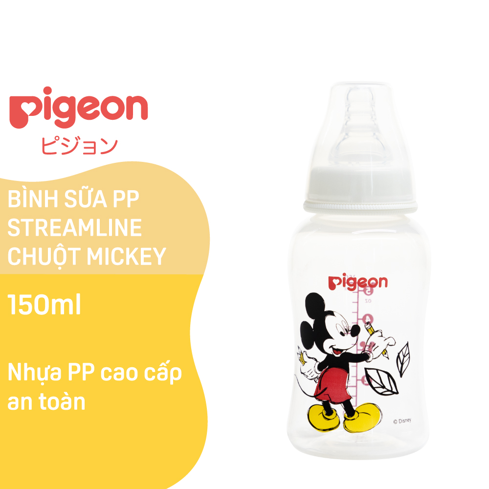 Bình sữa Pigeon PP Streamline Hình chuột Mickey 150 ml