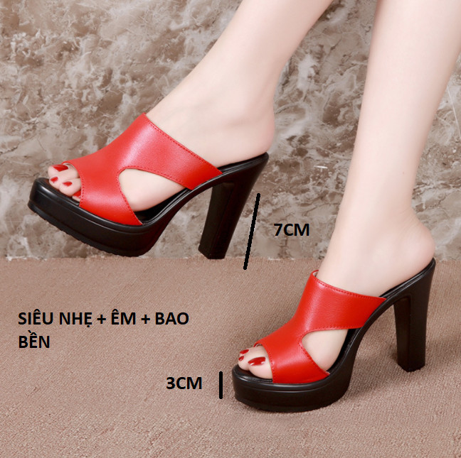 Dép cao gót khuyết eo 7f