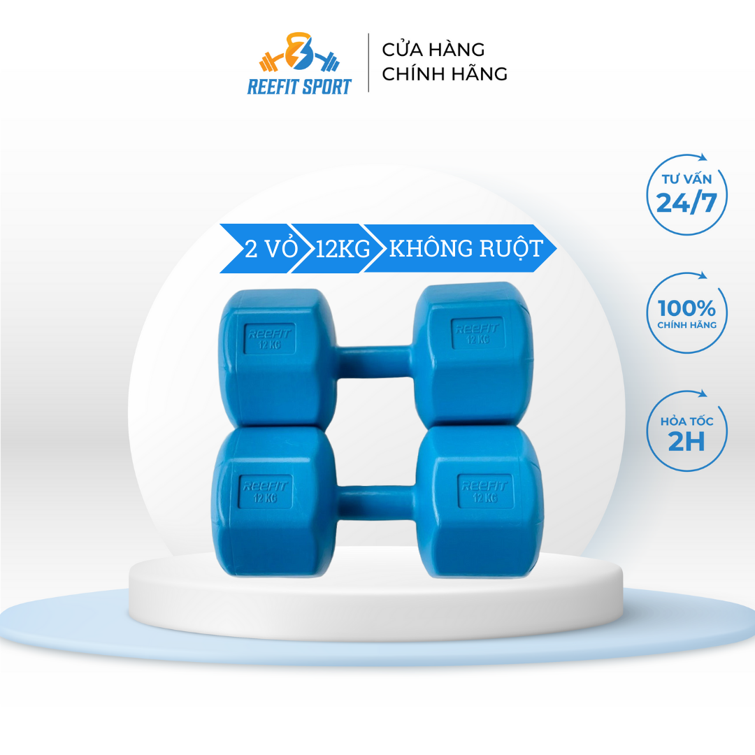 Bộ 2 vỏ tạ tay nhựa bát giác Reefit 12kg không ruột
