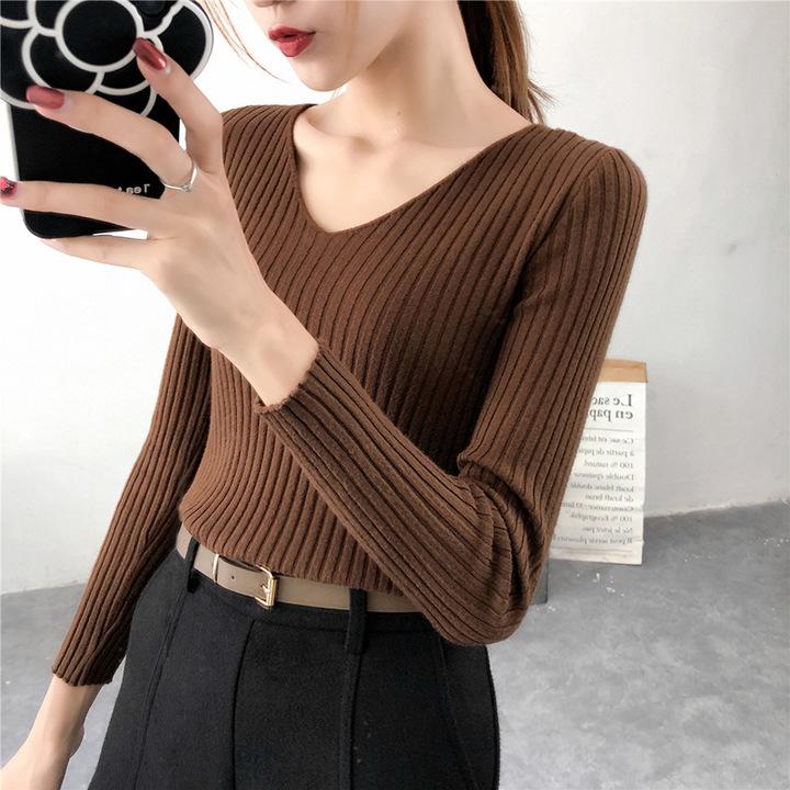 Áo len tăm nữ cổ tim form chuẩn