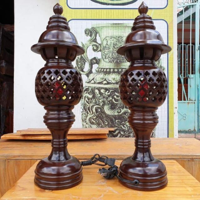CẶP ĐÈN TỔ ONG GỖ TRÀM CAO 34