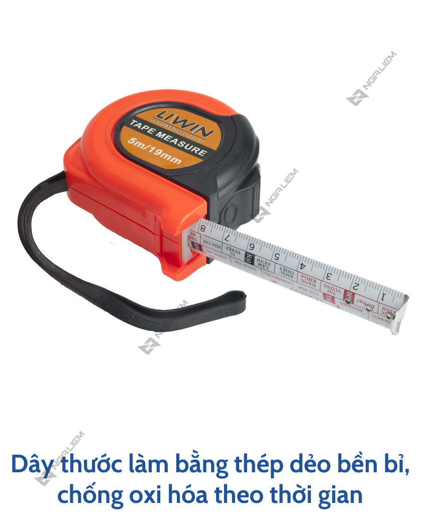 Thước cuộn thép cam đen hai mặt 5m/19mm LIWIN