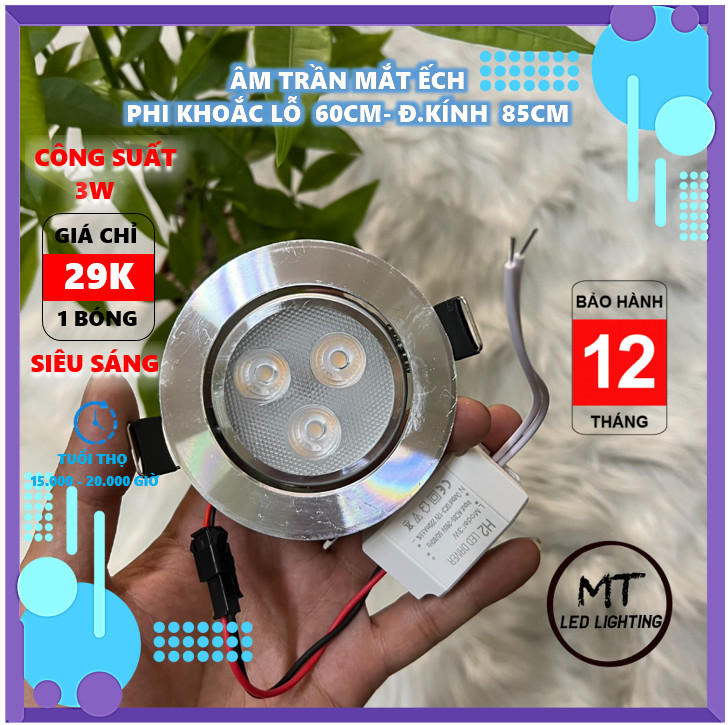[HCM]Đèn led âm trần 3w mắt ếch PHI 65mm