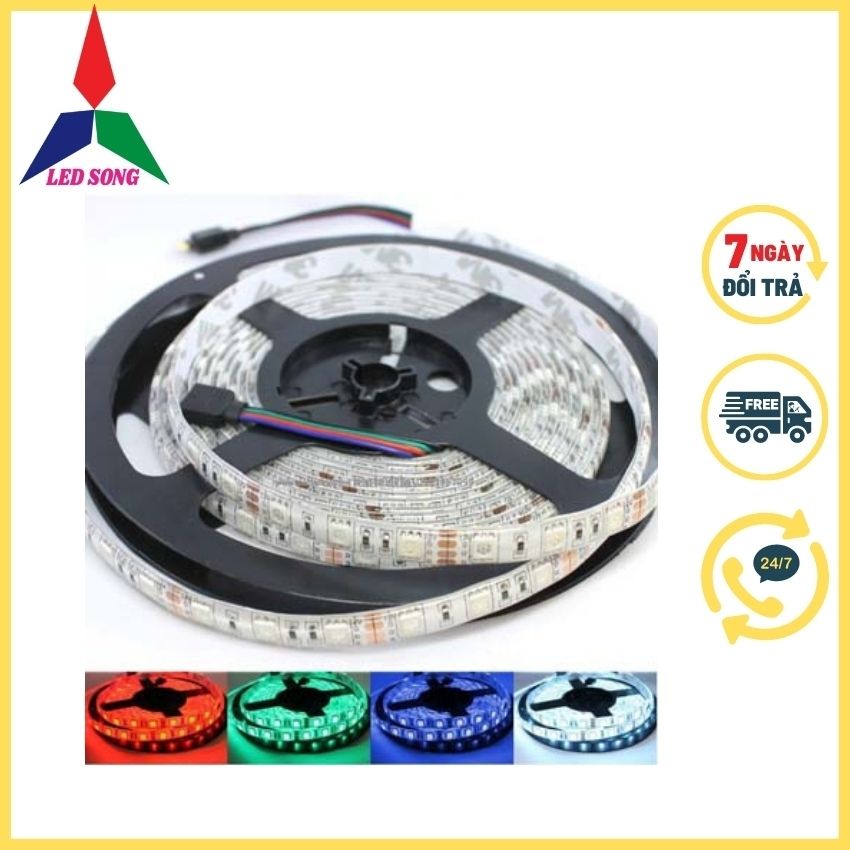 Led Dây Dán 5050 7 Màu Rgb 12v Cuộn 5m