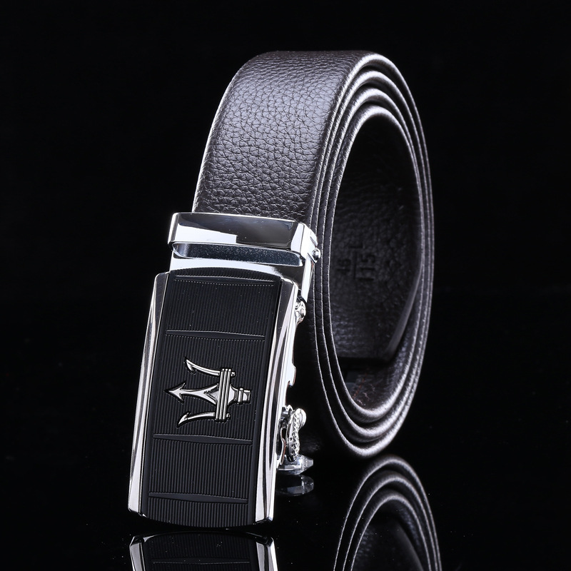 Dây Nịt Thắt Lưng Nam - Da Bò Thật 2 Lớp - Khóa Tự Động(Dây đen, dây nâu mặt khóa trắng và vàng)Tr.Vm
