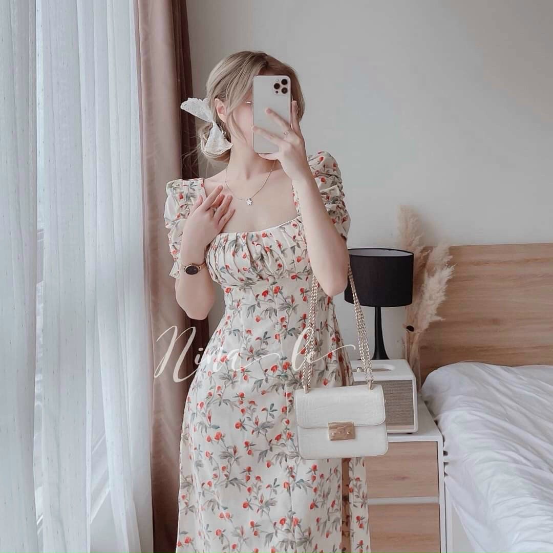 Đầm kate hoa có mút