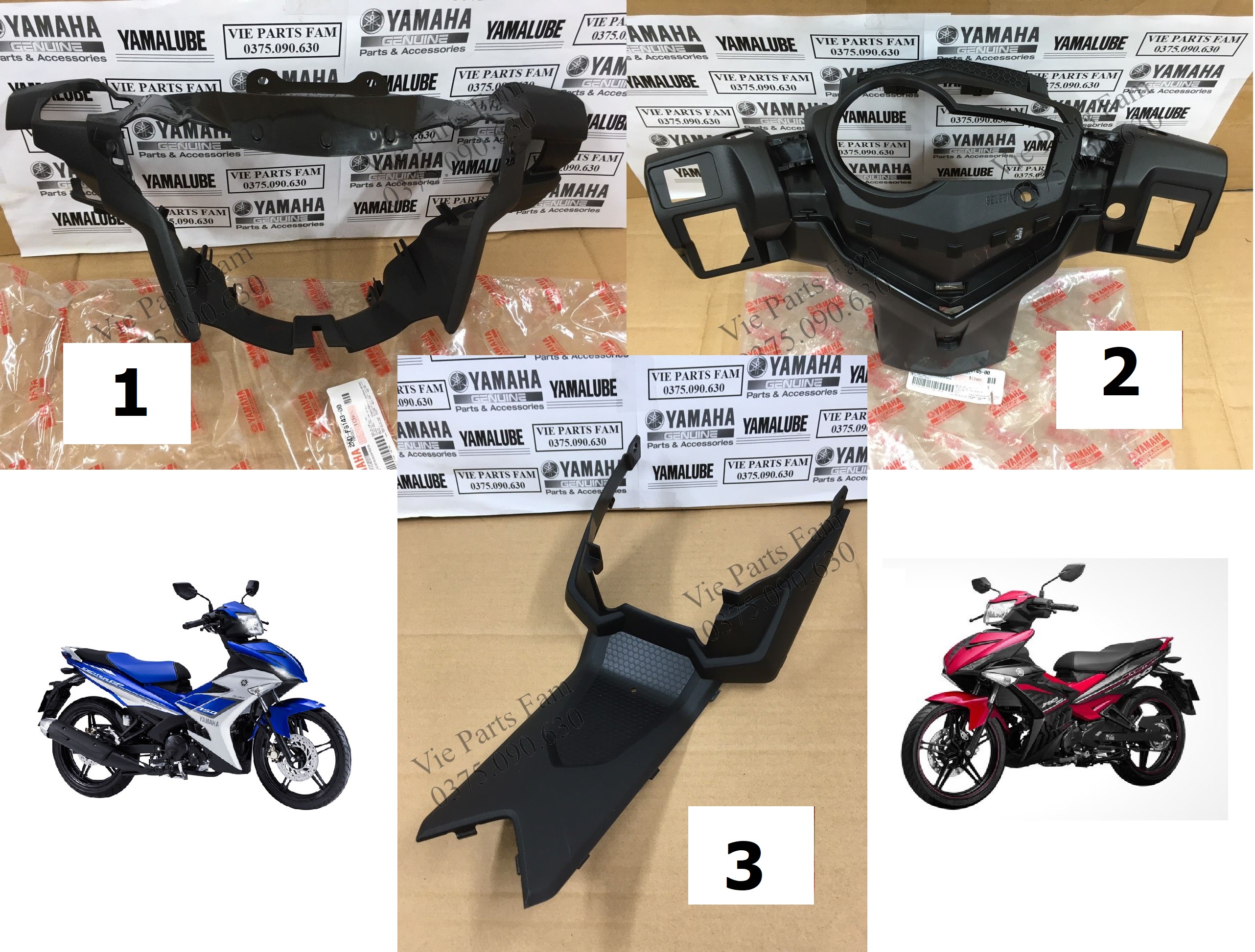 Combo 3 món nhựa nhám yamaha exciter 150 đời 2015-2018, hàng din yamaha mới 100%