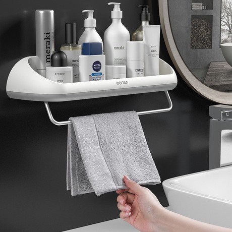 Kệ nhà tắm thông minh oenon , kệ để đồ phòng tắm kèm giá treo khăn lắp đặt dán tường cao cấp