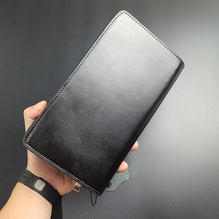 [Da thật] Clutch 2 ngăn kéo da Nappa CL124 (Black-Brown)