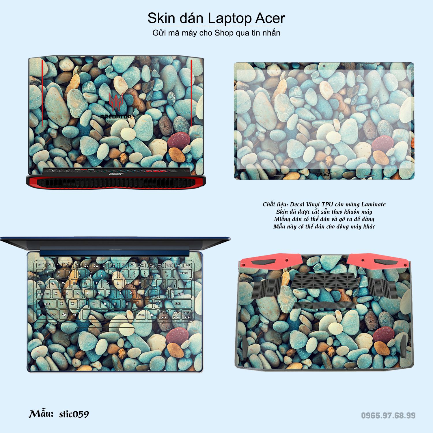 Decal Skin dán Laptop Acer mẫu Hoa văn sticker (inbox mã máy cho shop)