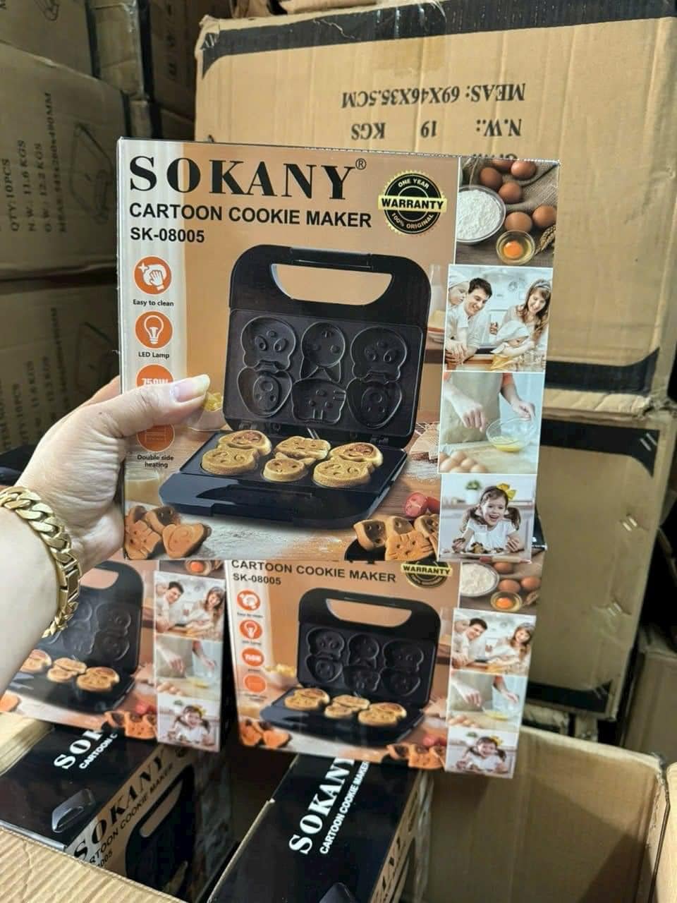 Máy làm bánh khuôn 6 hình động vật, Máy làm bữa sáng cho bé sokany,máy nướng bánh hình thú