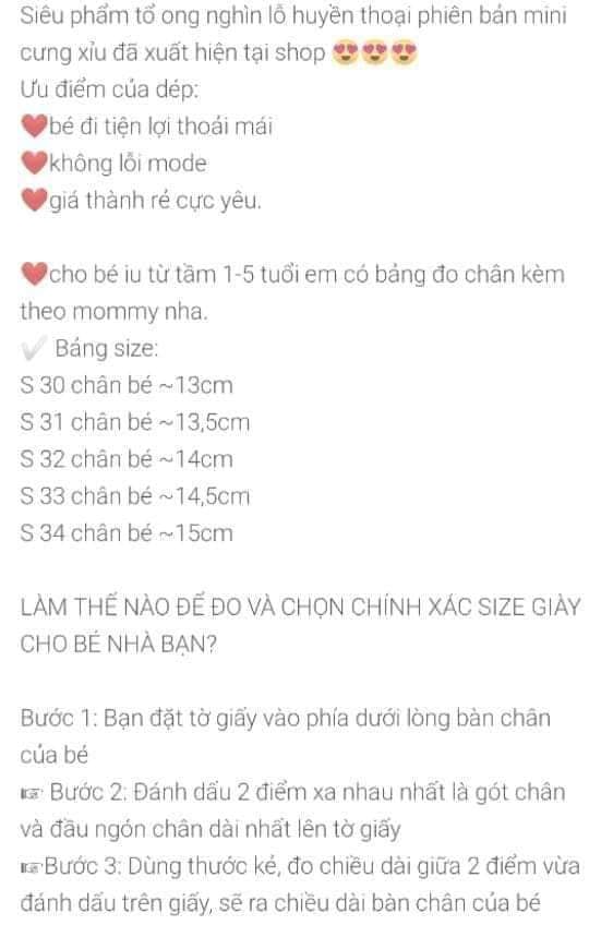 Dép Tổ Ong Cho Bé