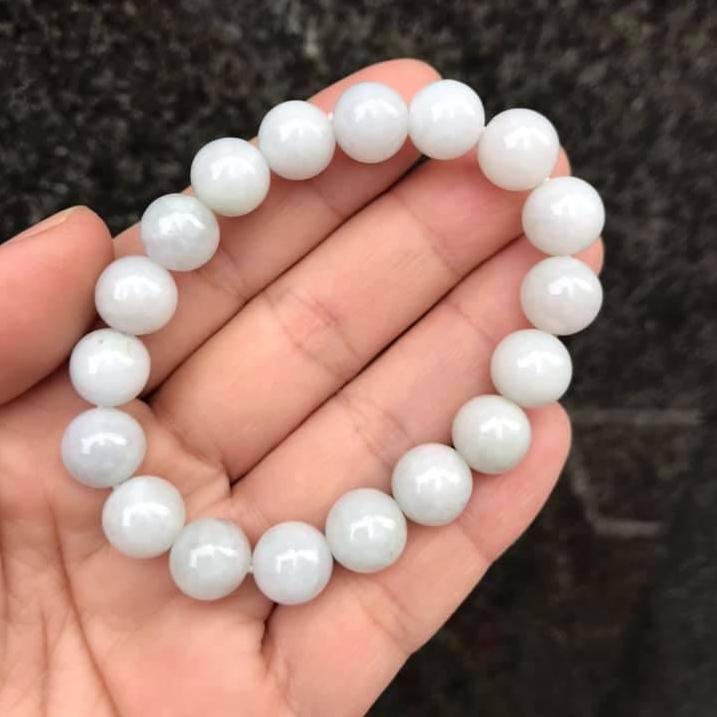 [HCM]VÒNG TAY NGỌC CẨM THẠCH TRẮNG THIÊN NHIÊN