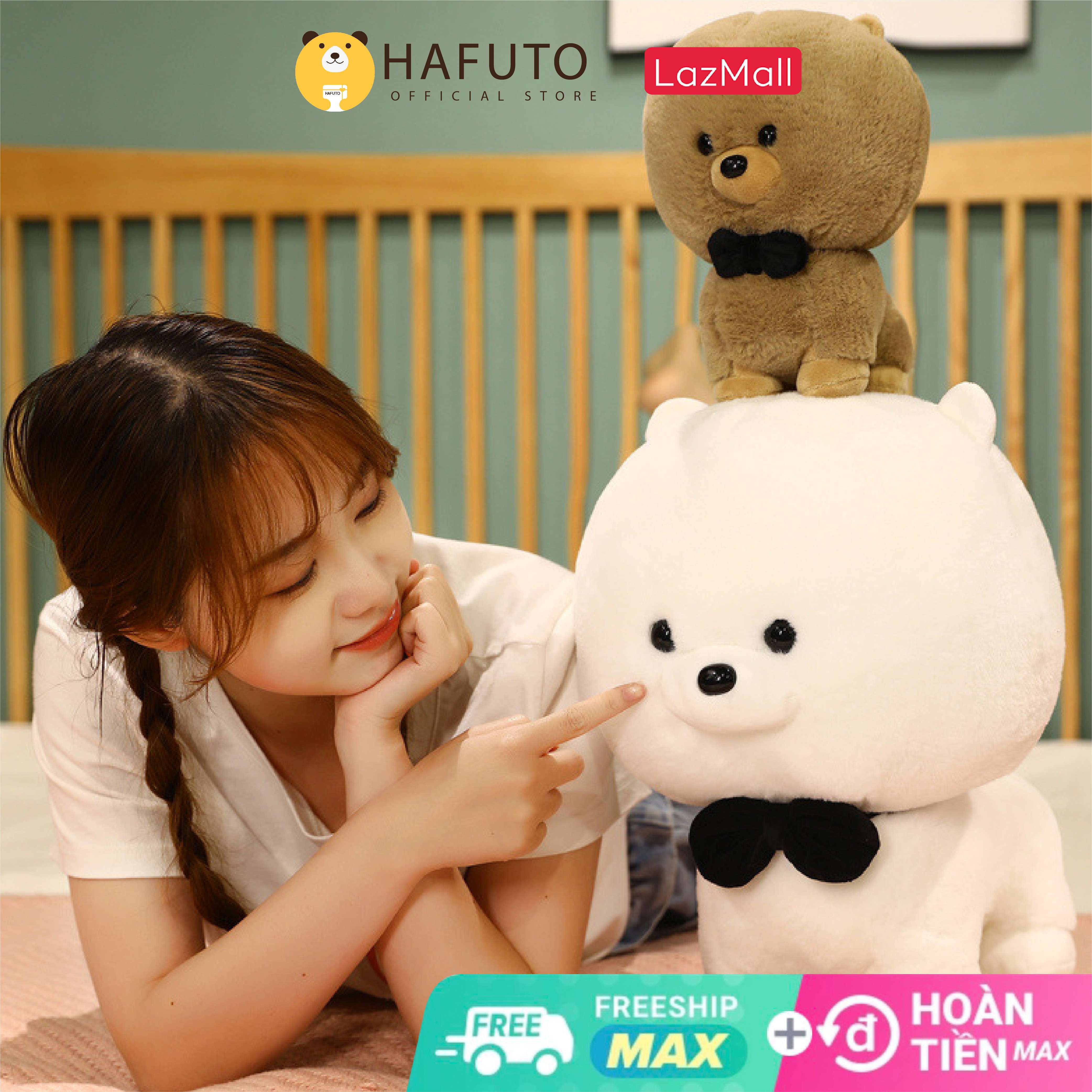 Chó Lông Xù Đeo Nơ Đủ Size Hàng Cao Cấp HaFuTo
