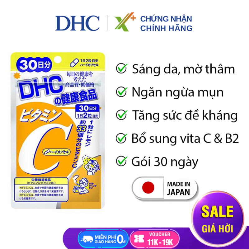 Viên uống Vitamin C DHC Nhật Bản thực phẩm chức năng giúp tăng cường đề kháng, sáng da & tăng sản sinh collagen gói 30 ngày XP-DHC-C302 nhập khẩu