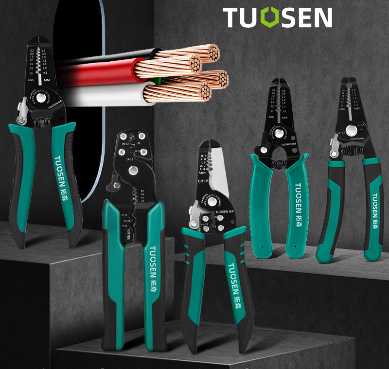 13 Mẫu Kìm tuốt dây điện, bấm cos đa năng, cắt tôn, cắt cáp điện... hãng TUOSEN