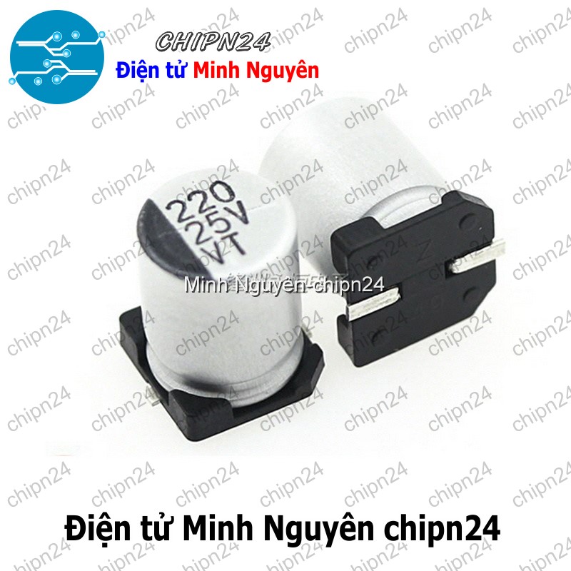 [5 con] (K295) Tụ nhôm 220uF 25V 8x10mm (SMD Dán) - HH003003