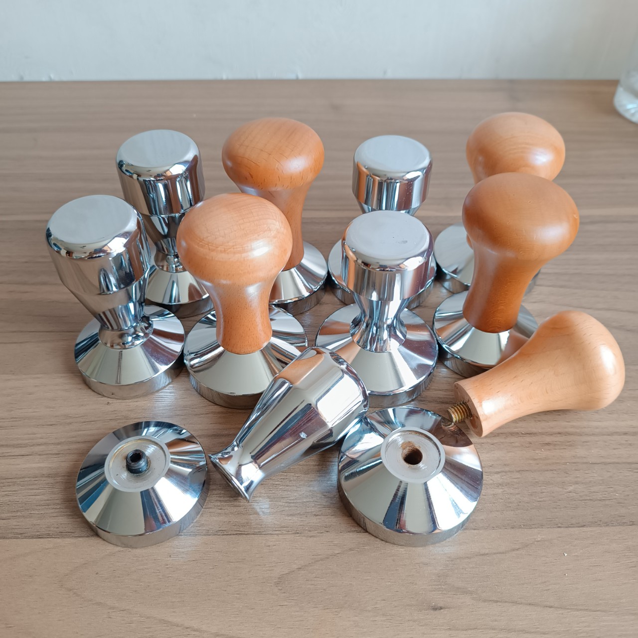 Tamper 58mm, tamper cafe inox 58mm, tamper gỗ 58mm